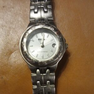 Silver Metal Watch with White Dial